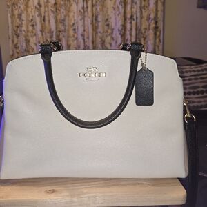 Coach Cream and Black Satchel